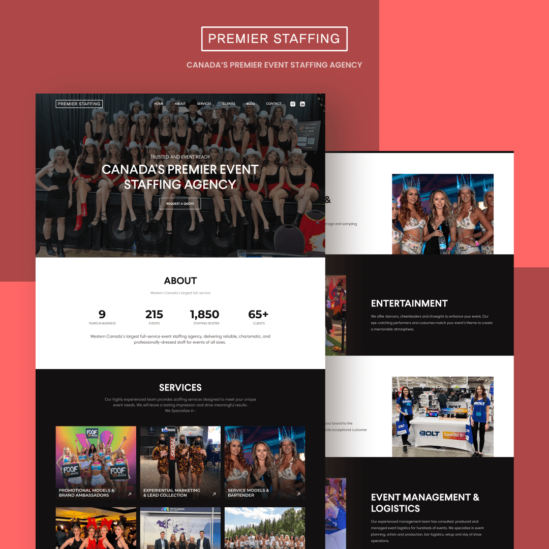 Premier Staffing event agency website